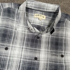 NWT Orvis Tech Shirt Mens Large Blue Plaid Outdoor Hike Fishing Performance